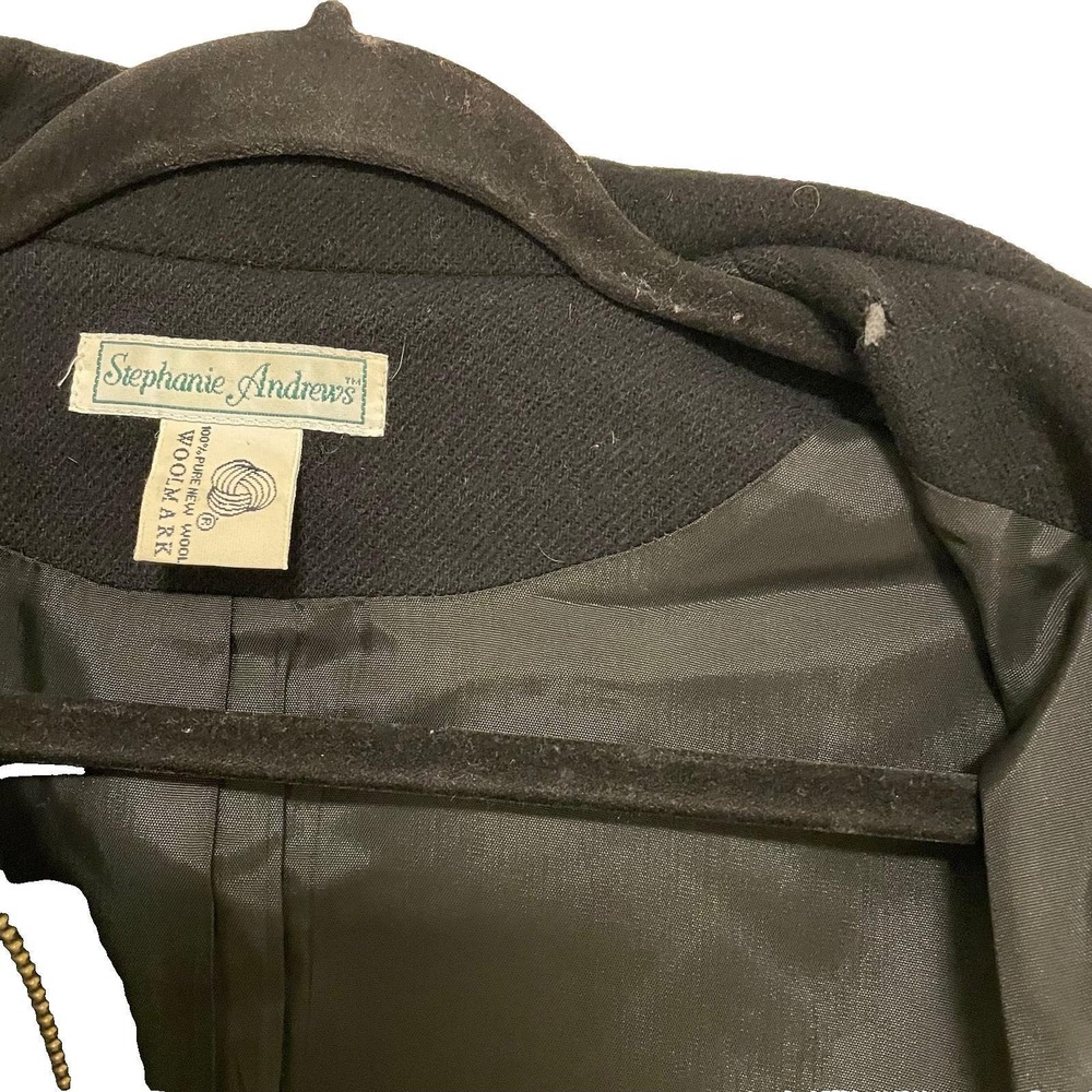 Vtg 90s Stephanie Andrews Women's Black Zip Up Blazer Jacket Size L